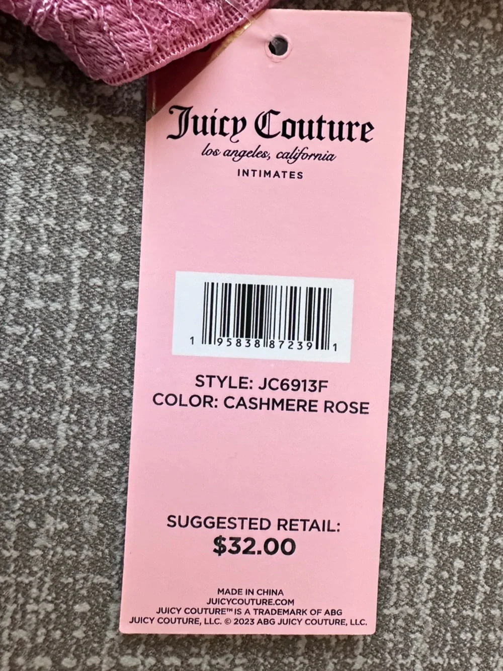 NWT Juicy Couture 38D Sexy T Shirt Bra Pink Lace Cashmere Rose